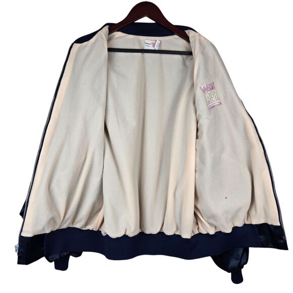 Vtg King Louie IBEW A Century of Service 1891-1991 Satin Bomber Jacket 2XL Blue - Picture 3 of 6